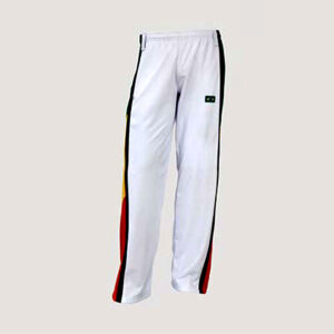 TA 10731 ΠΑΝΤΕΛΟΝΙ CAPOEIRA "BRAZIL" Λευκό παντελόνι με πράσινη / κίτρινη / κόκκινη λωρίδα και στις δύο πλευρές. Σύνθεση: Αιθυλεστέρα.